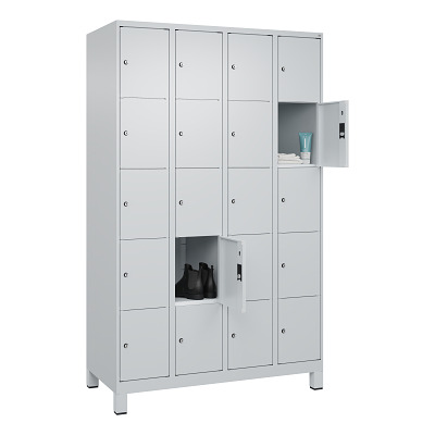 Thumbnail - C+P Fächerschrank "Classic Plus", 5 Fächer übereinander, Abteilbreite 30 cm, mit Füßen, Lichtgrau (RAL 7035), 195x120x50...