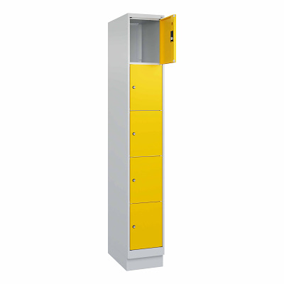 Thumbnail - C+P Fächerschrank "Classic Plus", 5 Fächer übereinander, Abteilbreite 30 cm, mit Sockel, Verkehrsgelb (RAL 1023), 195x30...