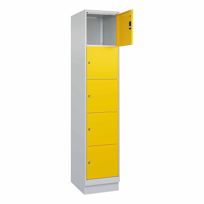 Thumbnail - C+P Fächerschrank "Classic Plus", 5 Fächer übereinander, Abteilbreite 40 cm, mit Sockel, Verkehrsgelb (RAL 1023), 195x40...