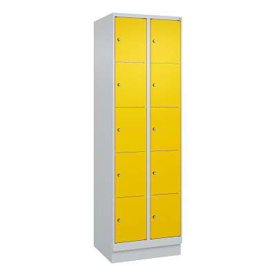 Thumbnail - C+P Fächerschrank "Classic Plus", 5 Fächer übereinander, Abteilbreite 30 cm, mit Sockel, Verkehrsgelb (RAL 1023), 195x60...