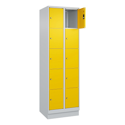 Thumbnail - C+P Fächerschrank "Classic Plus", 5 Fächer übereinander, Abteilbreite 30 cm, mit Sockel, Verkehrsgelb (RAL 1023), 195x60...