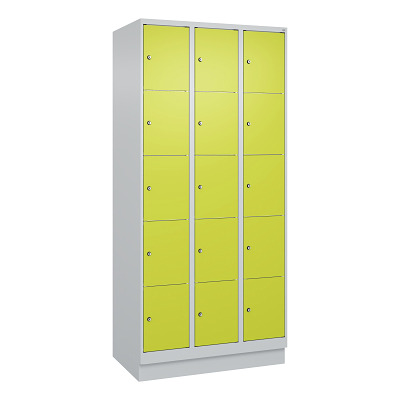 Thumbnail - C+P Fächerschrank "Classic Plus", 5 Fächer übereinander, Abteilbreite 30 cm, mit Sockel, Feuerrot (RAL 3000), 195x90x50 ...