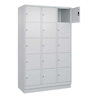 Thumbnail - C+P Fächerschrank "Classic Plus", 5 Fächer übereinander, Abteilbreite 40 cm, mit Sockel, Lichtgrau (RAL 7035), 195x120x5...