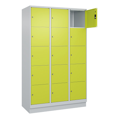 Thumbnail - C+P Fächerschrank "Classic Plus", 5 Fächer übereinander, Abteilbreite 40 cm, mit Sockel, Clowngrün (RAL 110 80 60), 195x...