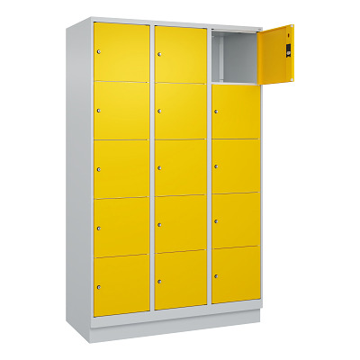 Thumbnail - C+P Fächerschrank "Classic Plus", 5 Fächer übereinander, Abteilbreite 40 cm, mit Sockel, Verkehrsgelb (RAL 1023), 195x12...