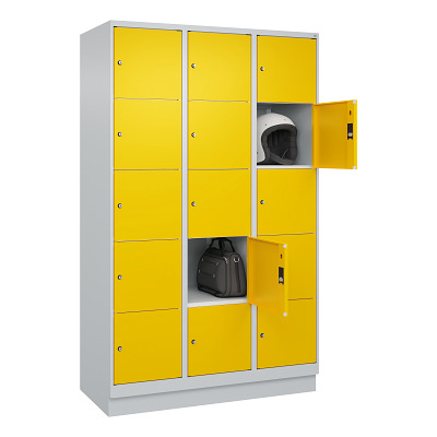 Thumbnail - C+P Fächerschrank "Classic Plus", 5 Fächer übereinander, Abteilbreite 40 cm, mit Sockel, Verkehrsgelb (RAL 1023), 195x12...