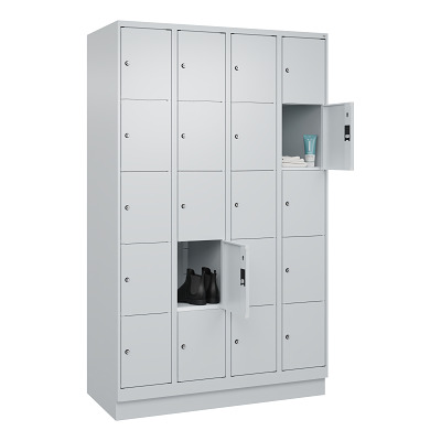 Thumbnail - C+P Fächerschrank "Classic Plus", 5 Fächer übereinander, Abteilbreite 30 cm, mit Sockel, Lichtgrau (RAL 7035), 195x120x5...
