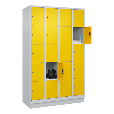 Thumbnail - C+P Fächerschrank "Classic Plus", 5 Fächer übereinander, Abteilbreite 30 cm, mit Sockel, Verkehrsgelb (RAL 1023), 195x12...