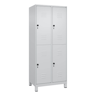 Thumbnail - C+P Doppel-Garderobenschrank "Classic Plus", Abteilbreite 40 cm, mit Füßen, Clowngrün (RAL 110 80 60), 195x80x50 cm/ 4 F...