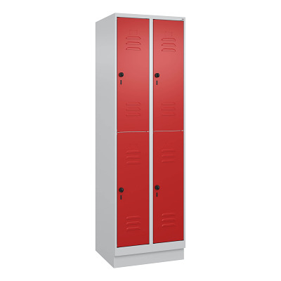 Thumbnail - C+P Doppel-Garderobenschrank "Classic Plus", Abteilbreite 30 cm, mit Sockel, Clowngrün (RAL 110 80 60), 195x90x50 cm/ 6 ...