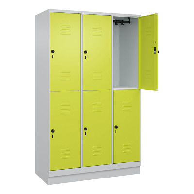 Thumbnail - C+P Doppel-Garderobenschrank "Classic Plus", Abteilbreite 40 cm, mit Sockel, Clowngrün (RAL 110 80 60), 195x120x50 cm/ 6...