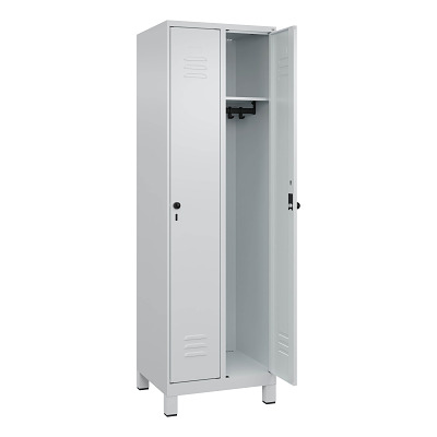 Thumbnail - C+P Garderobenschrank "Classic Plus", Abteilbreite 30 cm, mit Füßen, Lichtgrau (RAL 7035), 195x60x50 cm/ 2 Fächer