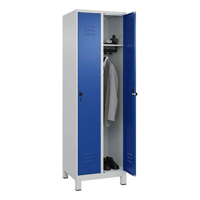 Thumbnail - C+P Garderobenschrank "Classic Plus", Abteilbreite 30 cm, mit Füßen, Enzianblau (RAL 5010), 195x60x50 cm/ 2 Fächer
