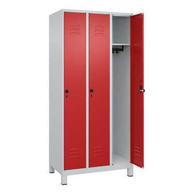 Thumbnail - C+P Garderobenschrank "Classic Plus", Abteilbreite 30 cm, mit Füßen, Feuerrot (RAL 3000), 195x90x50 cm/ 3 Fächer