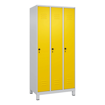 Thumbnail - C+P Garderobenschrank "Classic Plus", Abteilbreite 30 cm, mit Füßen, Verkehrsgelb (RAL 1023), 195x90x50 cm/ 3 Fächer
