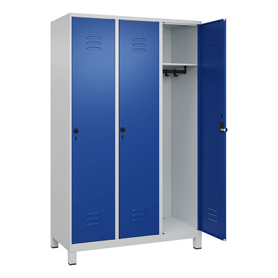 Thumbnail - C+P Garderobenschrank "Classic Plus", Abteilbreite 40 cm, mit Füßen, Enzianblau (RAL 5010), 195x120x50 cm/ 3 Fächer