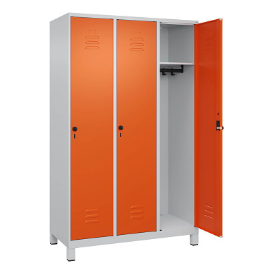 Thumbnail - C+P Garderobenschrank "Classic Plus", Abteilbreite 40 cm, mit Füßen, Reinorange (RAL 2004), 195x120x50 cm/ 3 Fächer