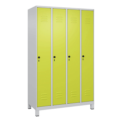 Thumbnail - C+P Garderobenschrank "Classic Plus", Abteilbreite 30 cm, mit Füßen, Clowngrün (RAL 110 80 60), 195x120x50 cm/ 4 Fächer