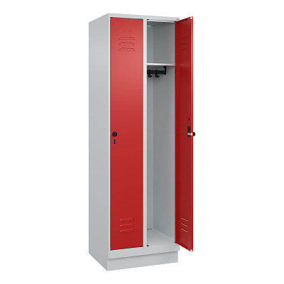 Thumbnail - C+P Garderobenschrank "Classic Plus", Abteilbreite 30 cm, mit Sockel, Feuerrot (RAL 3000), 195x60x50 cm/ 2 Fächer