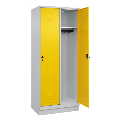 Thumbnail - C+P Garderobenschrank "Classic Plus", Abteilbreite 40 cm, mit Sockel, Verkehrsgelb (RAL 1023), 195x80x50 cm/ 2 Fächer
