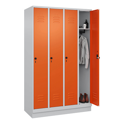 Thumbnail - C+P Garderobenschrank "Classic Plus", Abteilbreite 30 cm, mit Sockel, Reinorange (RAL 2004), 195x120x50 cm/ 4 Fächer