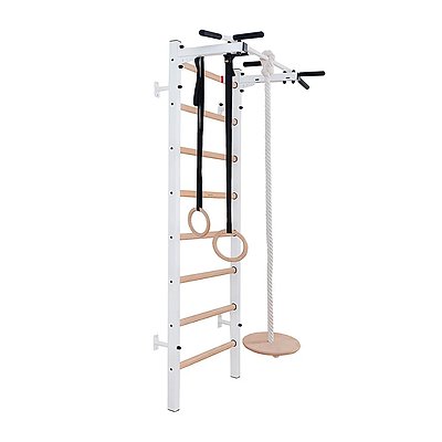 BenchK Sprossenwand Fitness-System "221", Weiß, mit Gymnastikzubehör
