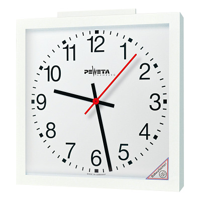 Peweta Funk-Wanduhr mit Sekundenanzeiger, 60x60 cm, Zifferblatt arabische Zahlen, Netzbetrieb