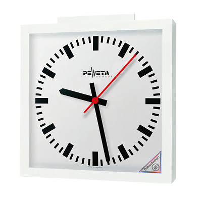 Peweta Funk-Wanduhr mit Sekundenanzeiger, 60x60 cm, Zifferblatt DIN-Balken, Batteriebetrieb