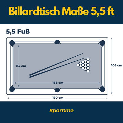 Abbildung Masse Billardtisch 5,5ft - Sportime