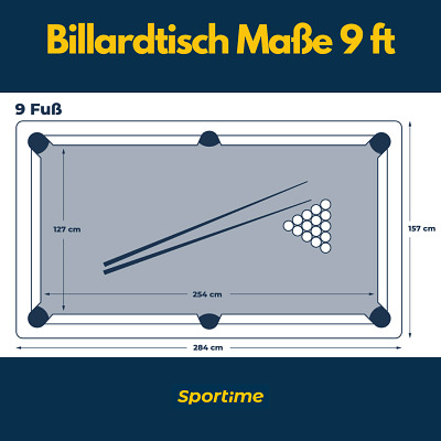 Abbildung Masse Billardtisch 9ft - Sportime