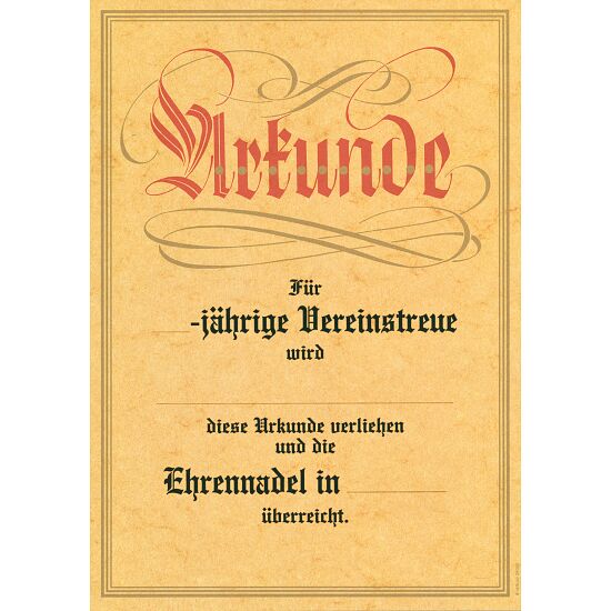 Urkunde "Jubiläum / Vereinstreue" : Stück *... : Sport-Thieme