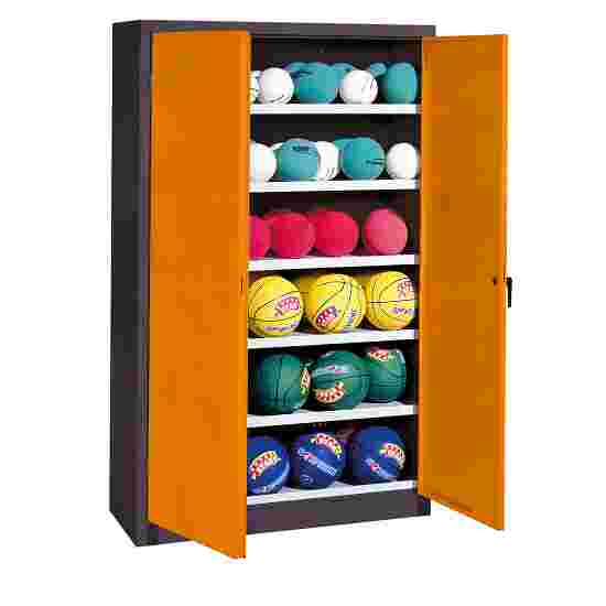 C+P Ballschrank
 (HxBxT: 195x120x40 cm, mit Vollblech-Flügeltüren, Typ 3) Gelborange (RAL 2000), Anthrazit (RAL 7021), Einzelschließung