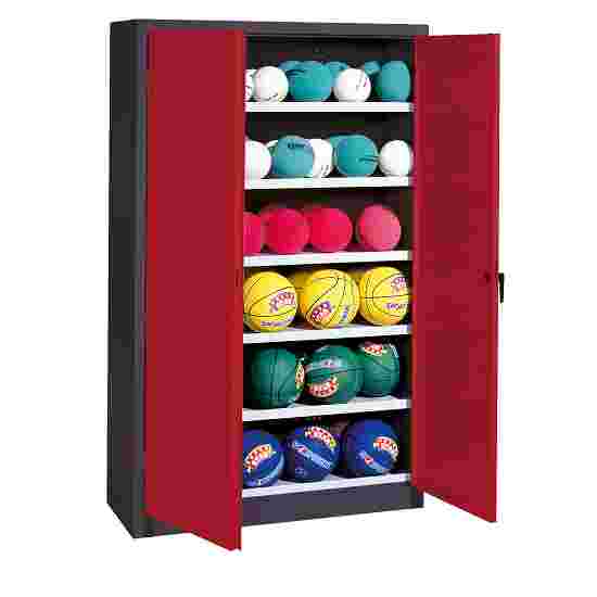 C+P Ballschrank
 (HxBxT: 195x120x40 cm, mit Vollblech-Flügeltüren, Typ 3) Rubinrot (RAL 3003), Anthrazit (RAL 7021), Gleichschließung