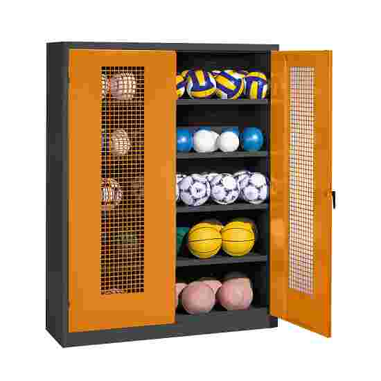 C+P Ballschrank
 (HxBxT: 195x150x50 cm, mit Lochblech-Flügeltüren, Typ 3) Gelborange (RAL 2000), Anthrazit (RAL 7021), Gleichschließung, Ergo-Lock Muldengriff