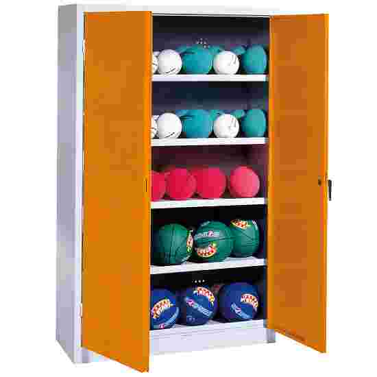 C+P Ballschrank mit Vollblech-Flügeltüren (Typ 3), HxBxT 195x150x50 cm Gelborange (RAL 2000), Lichtgrau (RAL 7035), Einzelschließung, Ergo-Lock Muldengriff