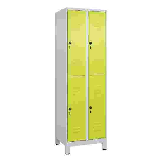 C+P Doppel-Garderobenschrank &quot;Classic Plus&quot;, Abteilbreite 30 cm, mit Füßen 195x60x50 cm/ 4 Fächer, Clowngrün (RAL 110 80 60)