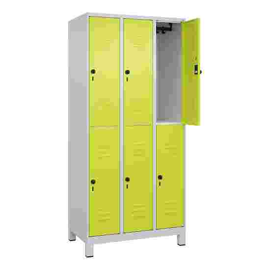 C+P Doppel-Garderobenschrank &quot;Classic Plus&quot;, Abteilbreite 30 cm, mit Füßen 195x90x50 cm/ 6 Fächer, Clowngrün (RAL 110 80 60)