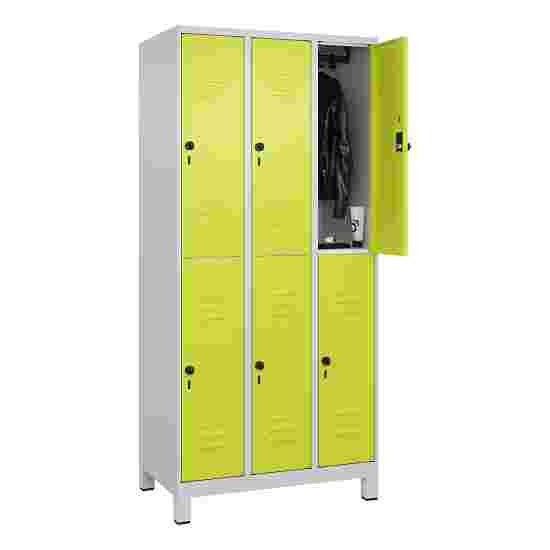 C+P Doppel-Garderobenschrank &quot;Classic Plus&quot;, Abteilbreite 30 cm, mit Füßen 195x90x50 cm/ 6 Fächer, Clowngrün (RAL 110 80 60)