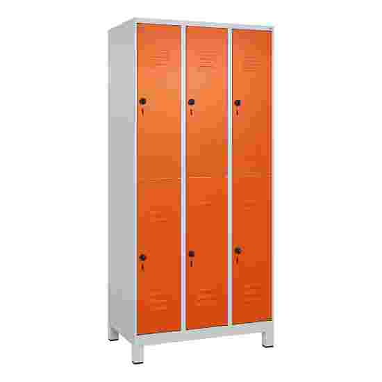 C+P Doppel-Garderobenschrank &quot;Classic Plus&quot;, Abteilbreite 30 cm, mit Füßen 195x90x50 cm/ 6 Fächer, Reinorange (RAL 2004)