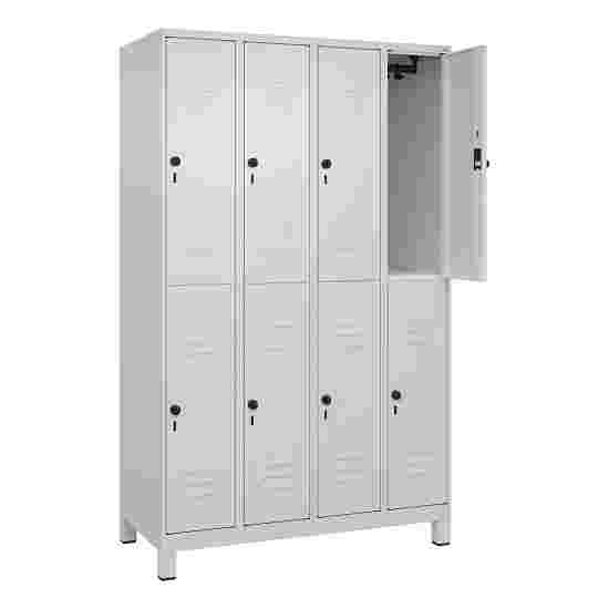 C+P Doppel-Garderobenschrank &quot;Classic Plus&quot;, Abteilbreite 30 cm, mit Füßen 195x120x50 cm/ 8 Fächer, Lichtgrau (RAL 7035)