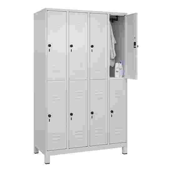 C+P Doppel-Garderobenschrank &quot;Classic Plus&quot;, Abteilbreite 30 cm, mit Füßen 195x120x50 cm/ 8 Fächer, Lichtgrau (RAL 7035)