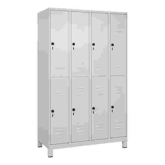 C+P Doppel-Garderobenschrank &quot;Classic Plus&quot;, Abteilbreite 30 cm, mit Füßen 195x120x50 cm/ 8 Fächer, Lichtgrau (RAL 7035)