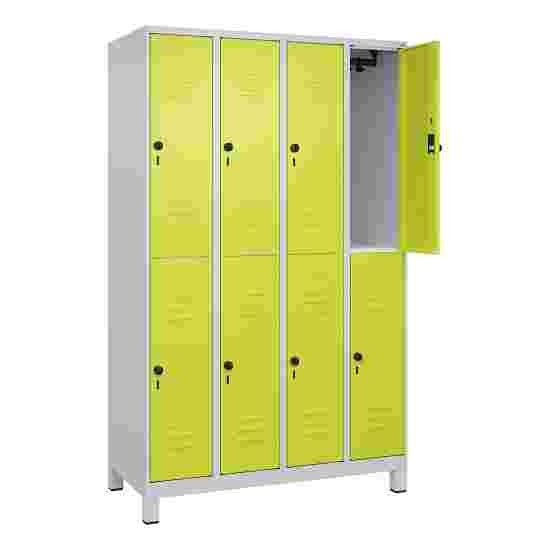 C+P Doppel-Garderobenschrank &quot;Classic Plus&quot;, Abteilbreite 30 cm, mit Füßen 195x120x50 cm/ 8 Fächer, Clowngrün (RAL 110 80 60)