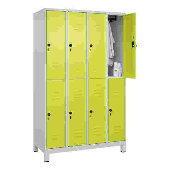 C+P Doppel-Garderobenschrank &quot;Classic Plus&quot;, Abteilbreite 30 cm, mit Füßen 195x120x50 cm/ 8 Fächer, Clowngrün (RAL 110 80 60)