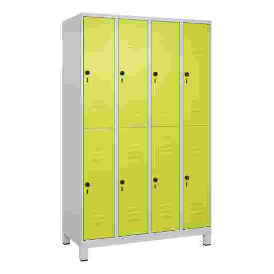 C+P Doppel-Garderobenschrank &quot;Classic Plus&quot;, Abteilbreite 30 cm, mit Füßen 195x120x50 cm/ 8 Fächer, Clowngrün (RAL 110 80 60)