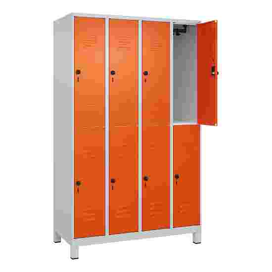 C+P Doppel-Garderobenschrank &quot;Classic Plus&quot;, Abteilbreite 30 cm, mit Füßen 195x120x50 cm/ 8 Fächer, Reinorange (RAL 2004)