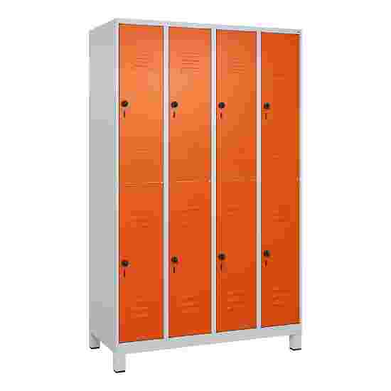 C+P Doppel-Garderobenschrank &quot;Classic Plus&quot;, Abteilbreite 30 cm, mit Füßen 195x120x50 cm/ 8 Fächer, Reinorange (RAL 2004)