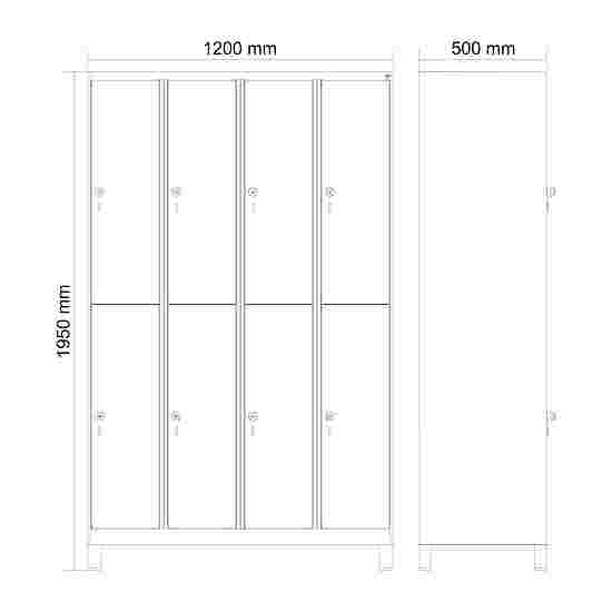 C+P Doppel-Garderobenschrank &quot;Classic Plus&quot;, Abteilbreite 30 cm, mit Füßen 195x120x50 cm/ 8 Fächer, Verkehrsgelb (RAL 1023)