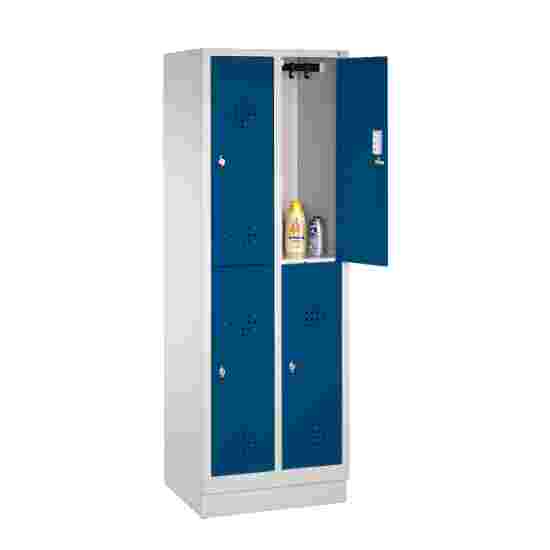 C+P Doppel-Garderobenschrank &quot;S 2000 Classic&quot;, Abteilbreite 30 cm mit 10 cm hohem Sockel 180x61x50 cm/ 4 Fächer, Enzianblau (RAL 5010)