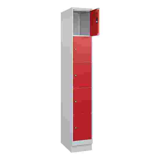 C+P Fächerschrank &quot;Classic Plus&quot;, 5 Fächer übereinander, Abteilbreite 30 cm, mit Sockel 195x30x50 cm/ 5 Fächer, Feuerrot (RAL 3000)